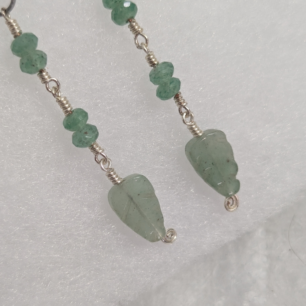 Source Unknown Green And Silver Dangle Earrings - image 2